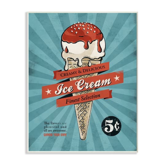 Stupell Industries Retro Ice Cream Parlor Wooden Wall Plaque
